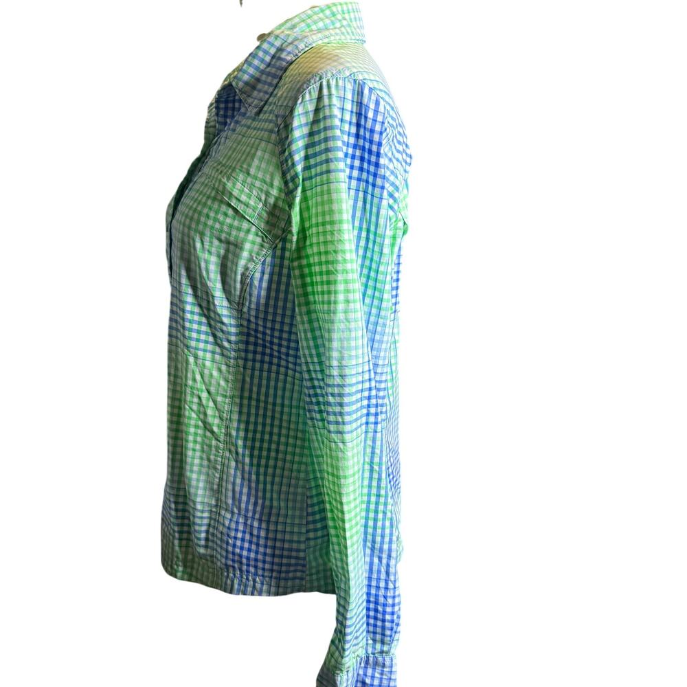 Columbia PFG Long Sleeve Vented Fishing Shirt, Gingham Green Blue, Women's Large - Picture 3 of 8